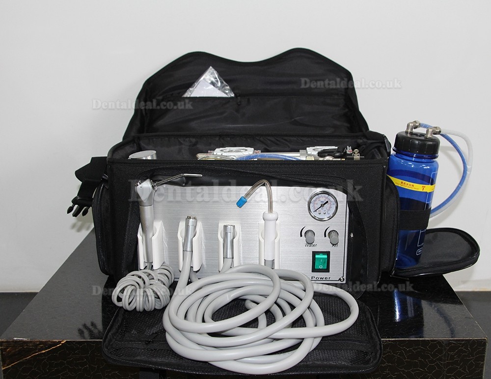 BD-401 Portable Dental Unit Backpack Bag with Compressor + 3-Way Syringe + Suction Unit+ Tube 4H